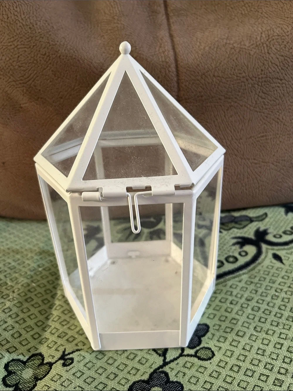 IKEA White Hexagonal Glass /Metal Lantern